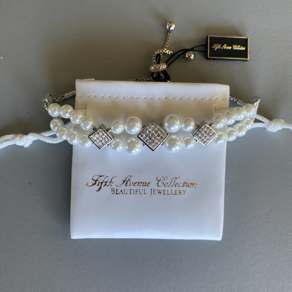 Butler FAC Double Strand Faux Pearl & Crystal Bracelet - Picture 6 of 7